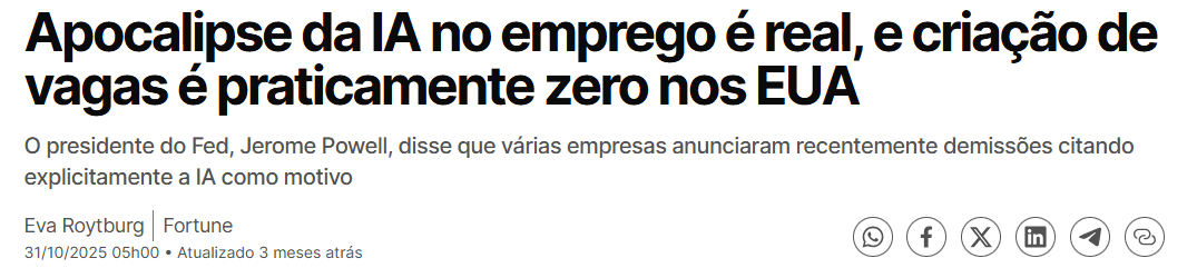 Fortune - Apocalipse da IA no emprego é real