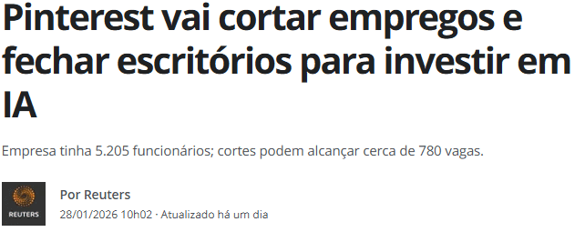 Pinterest vai cortar empregos e fechar escritórios para investir em IA